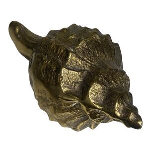 Vintage Solid Brass Conch Shell Paperweight Figurine Nautical Decor 4"x2.5"x2"